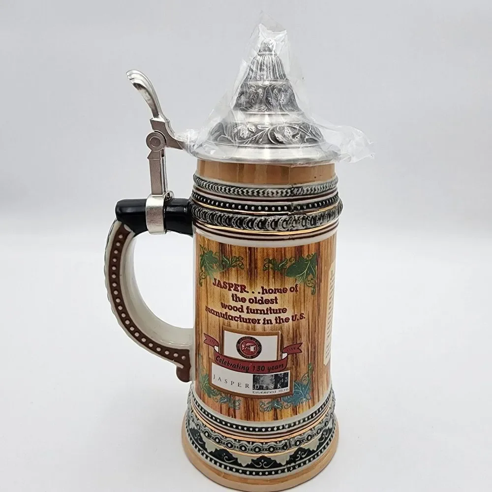 Vintage Lidded Beer Stein 9.5